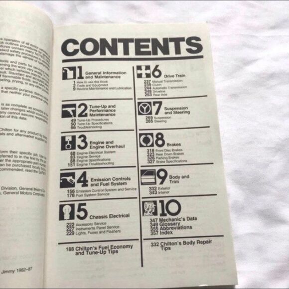 Chilton Repair Manual Auto Tune Up Chevy S-10 Blazer GMC S-15 Jimmy 1982-87 - Picture 6 of 7
